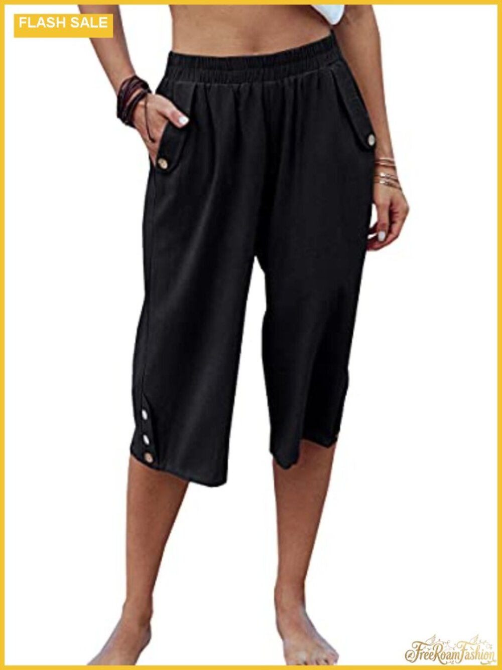 Women's Cotton Capri Harem Pants with Pockets Casual Loose Yoga